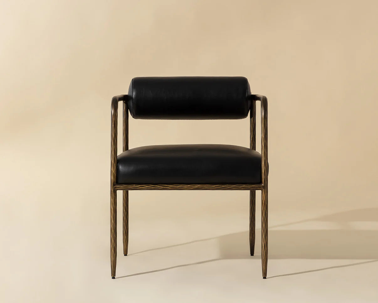 Indi Dining Armchair - Charcoal Black Leather