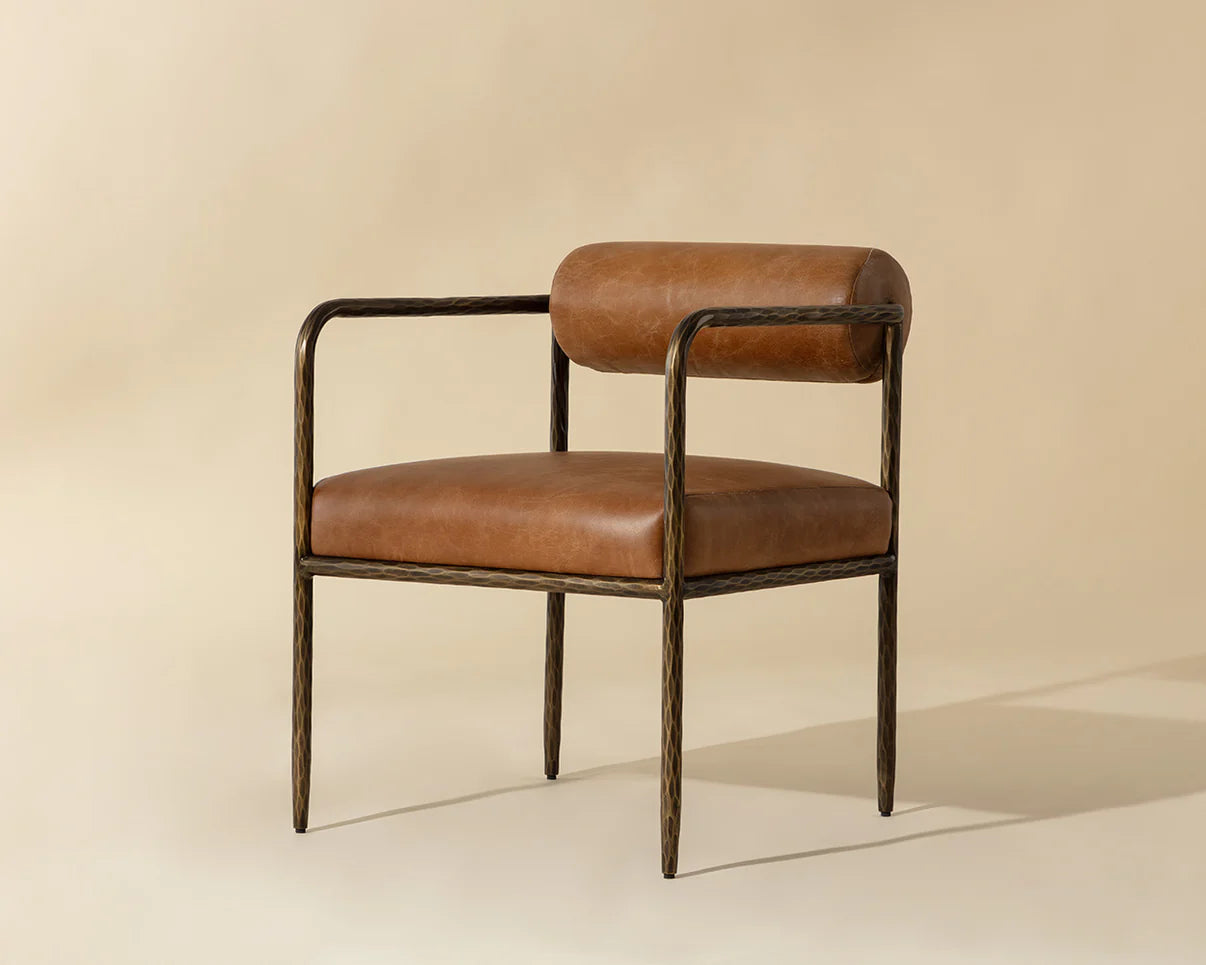 Indi Dining Armchair - Tan Leather