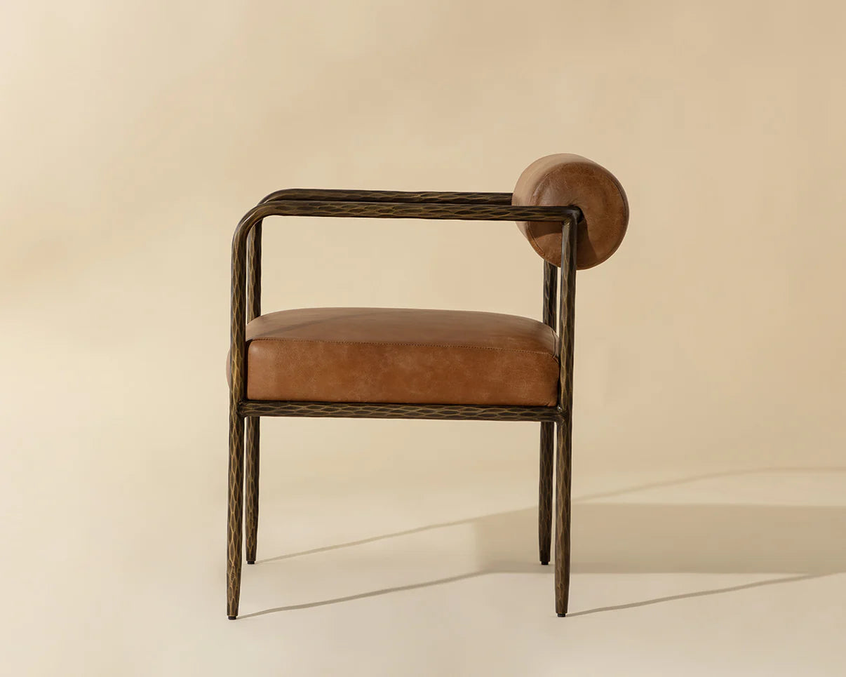 Indi Dining Armchair - Tan Leather