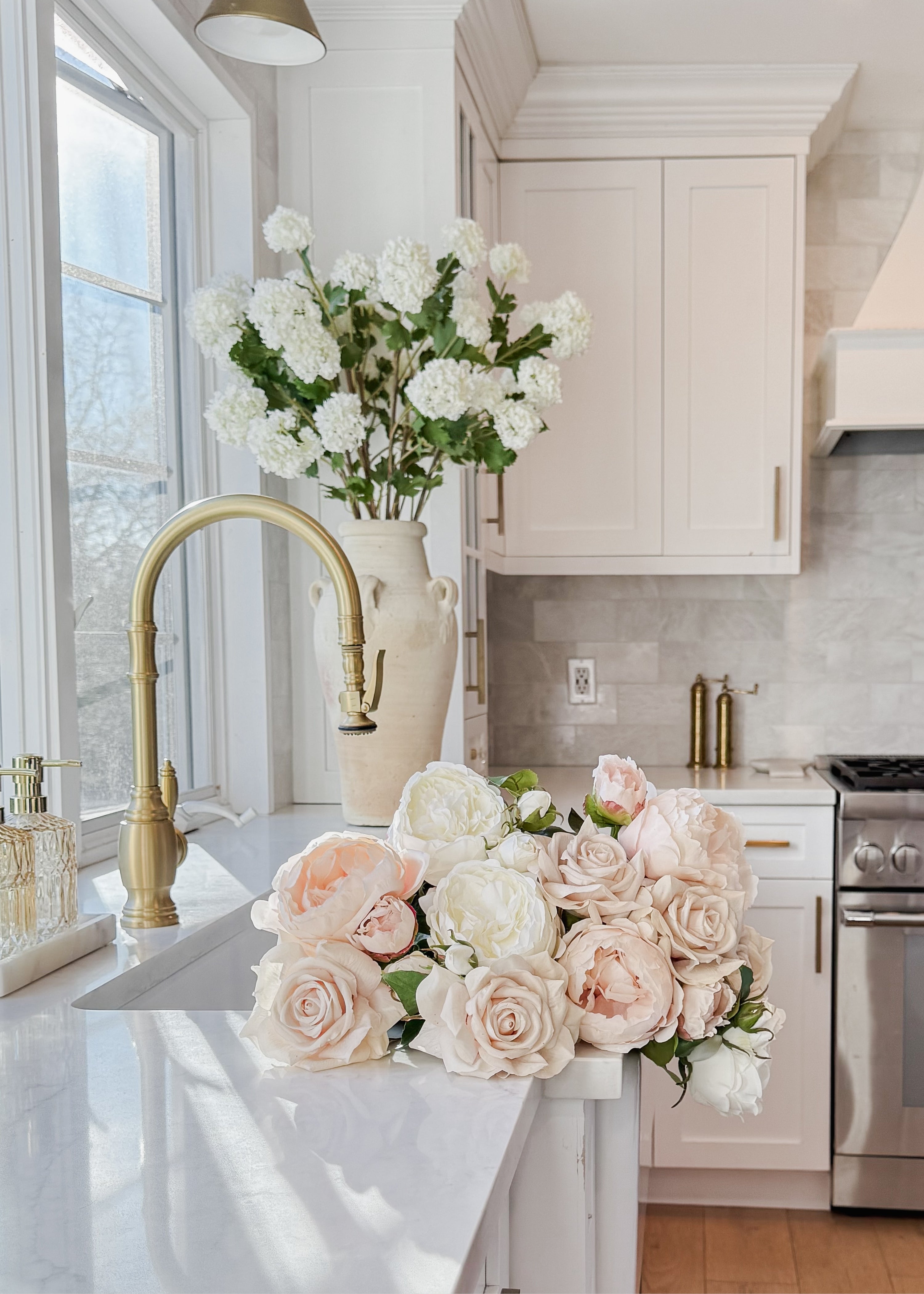 Faux English Rose with Bud - 21"