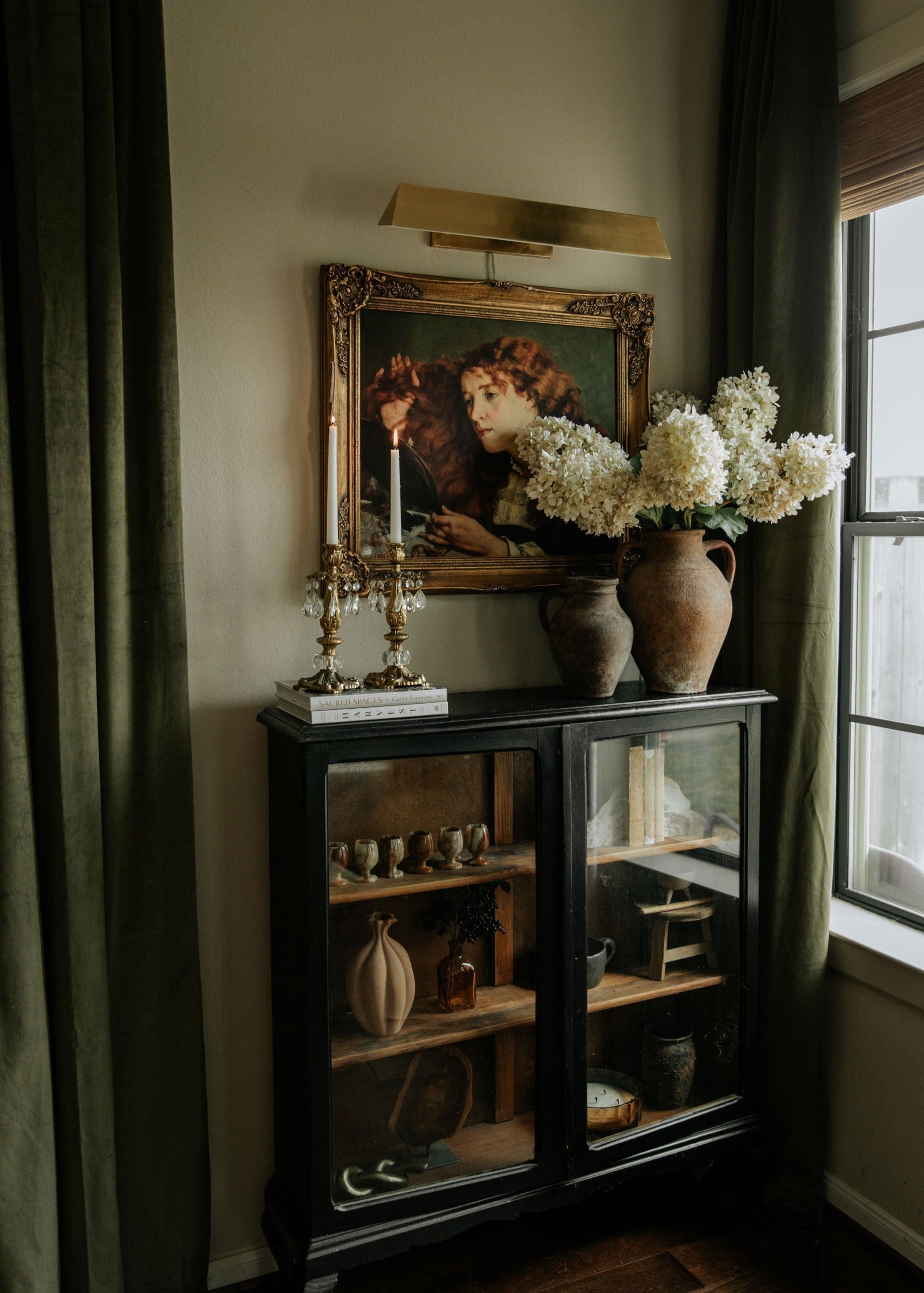 Large Faux Dried Cone Hydrangea in Parchment