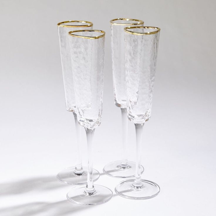 Gold Rim Champagne Flute, Set of 6