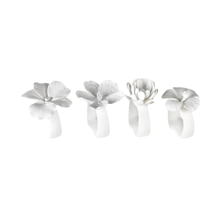 Floral Napkin Ring, Set of 4
