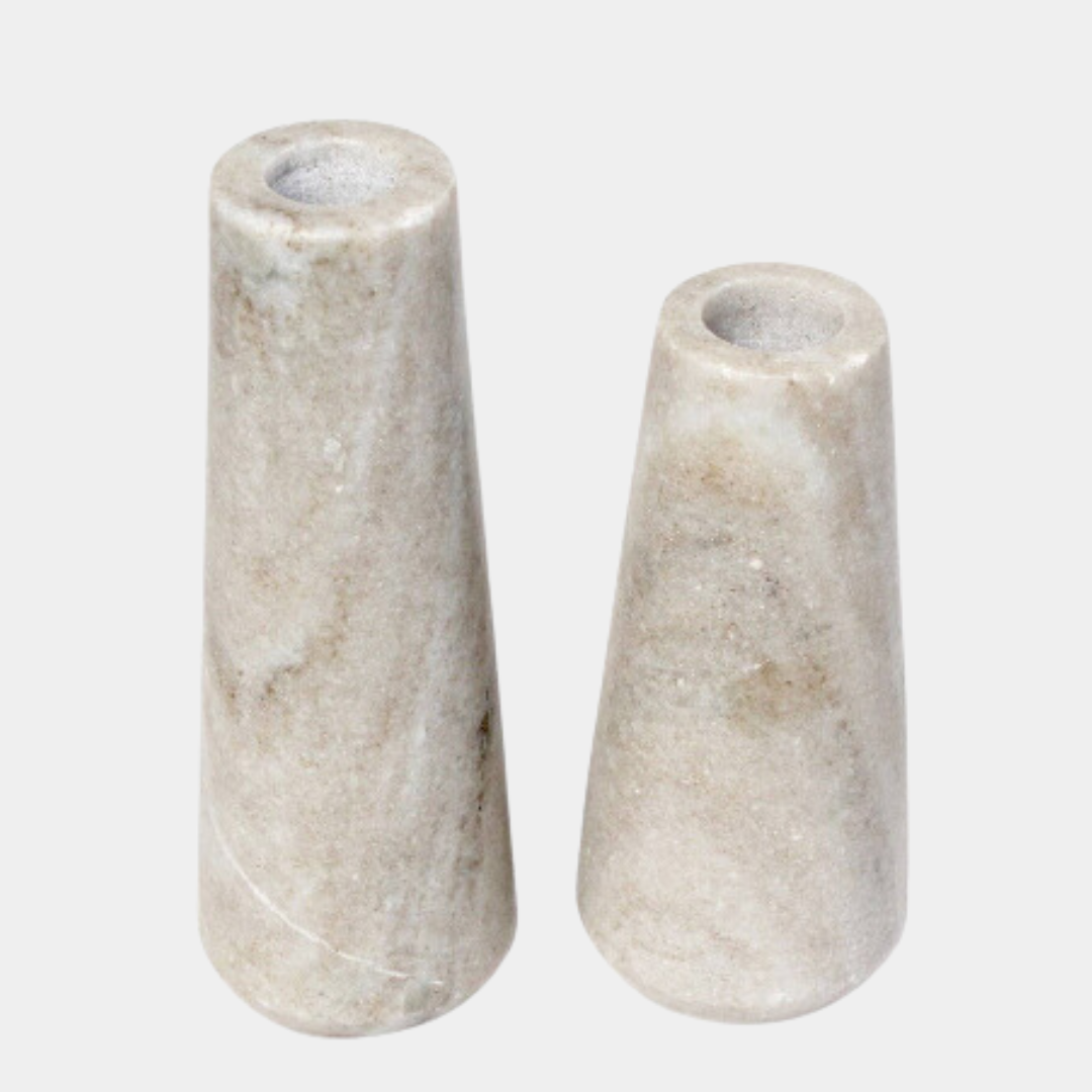Marble Taper Candle Holders, Set of 2