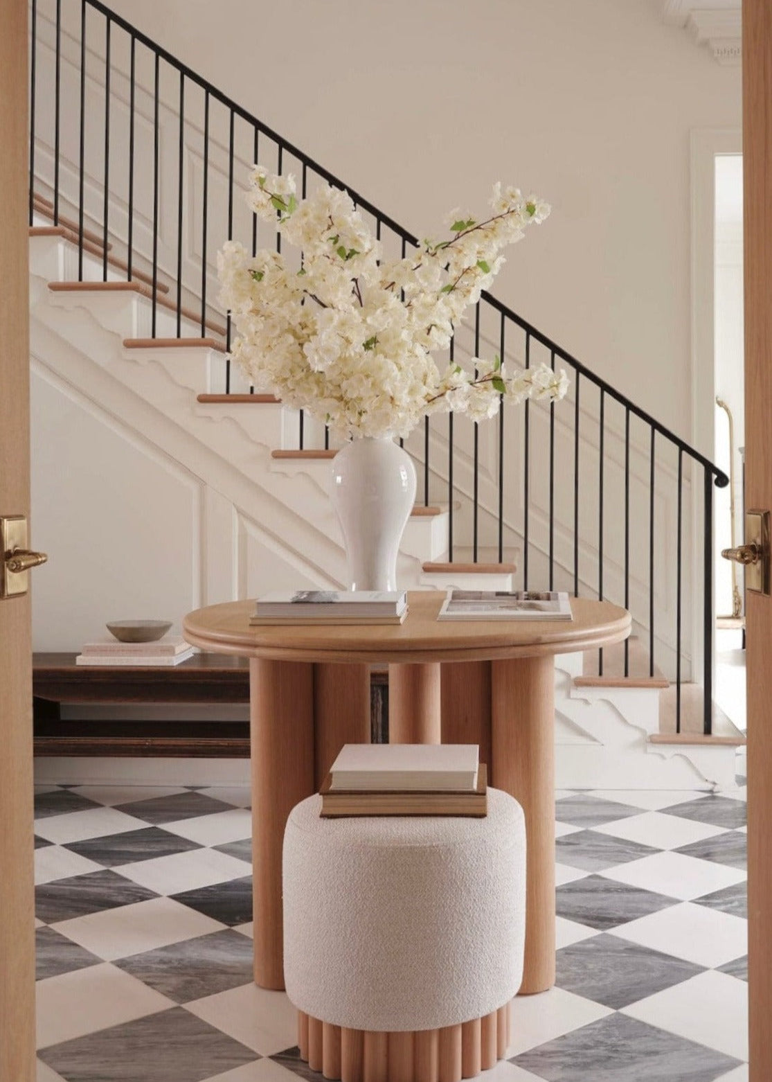 Faux Flowers Cherry Blossom Stem in Cream White - 44"