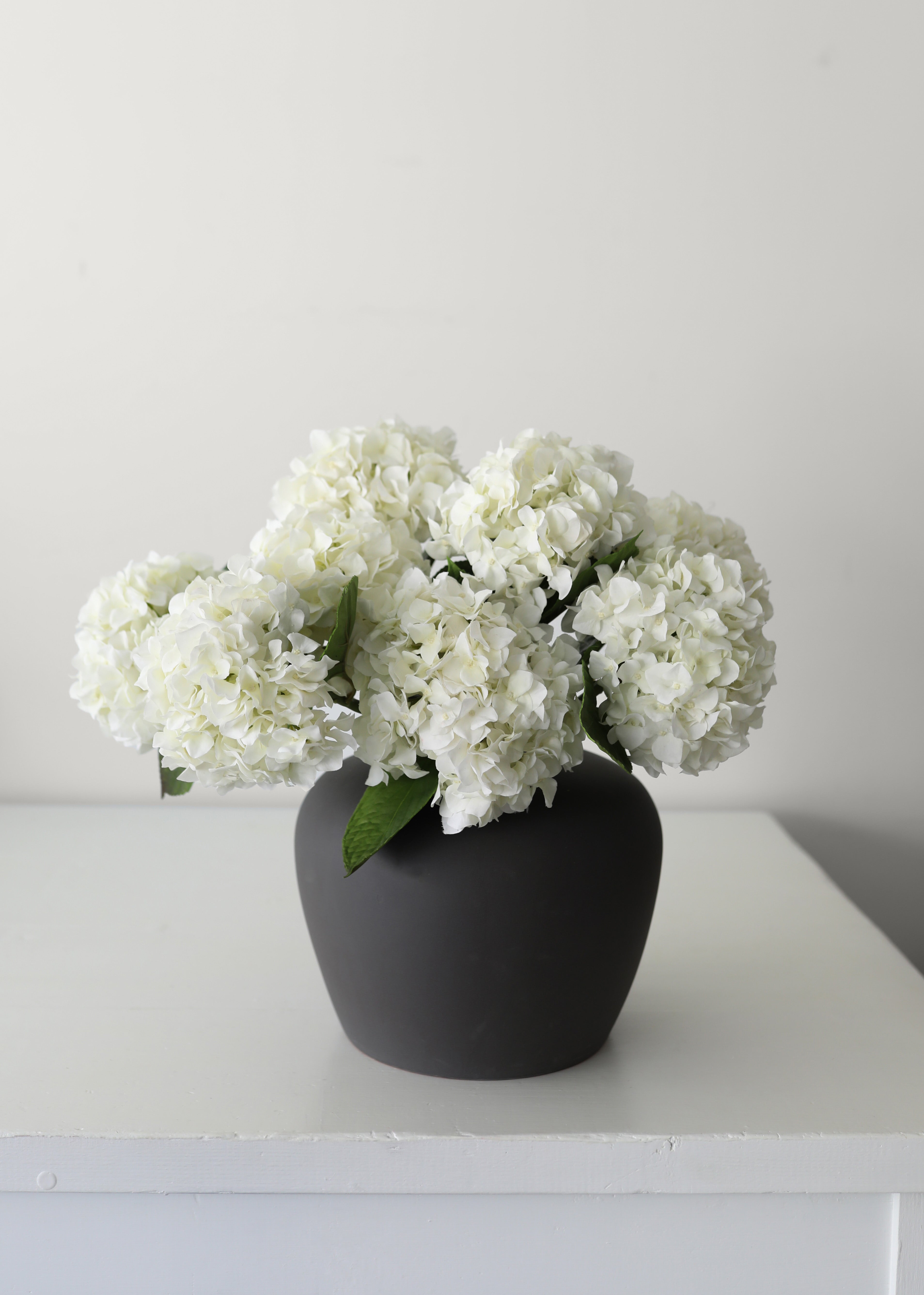 Faux Flowers Real Touch Hydrangea Stem in Talc White - 18"