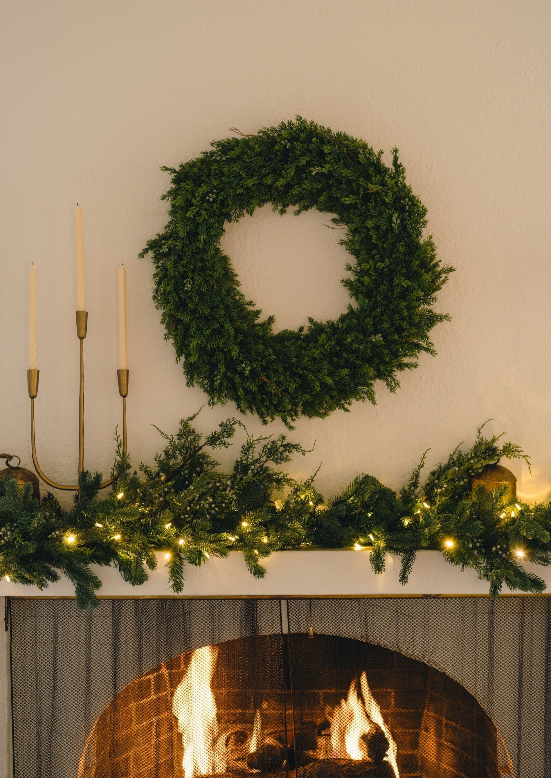 Artificial Winter Cedar and Juniper Wreath - 30"