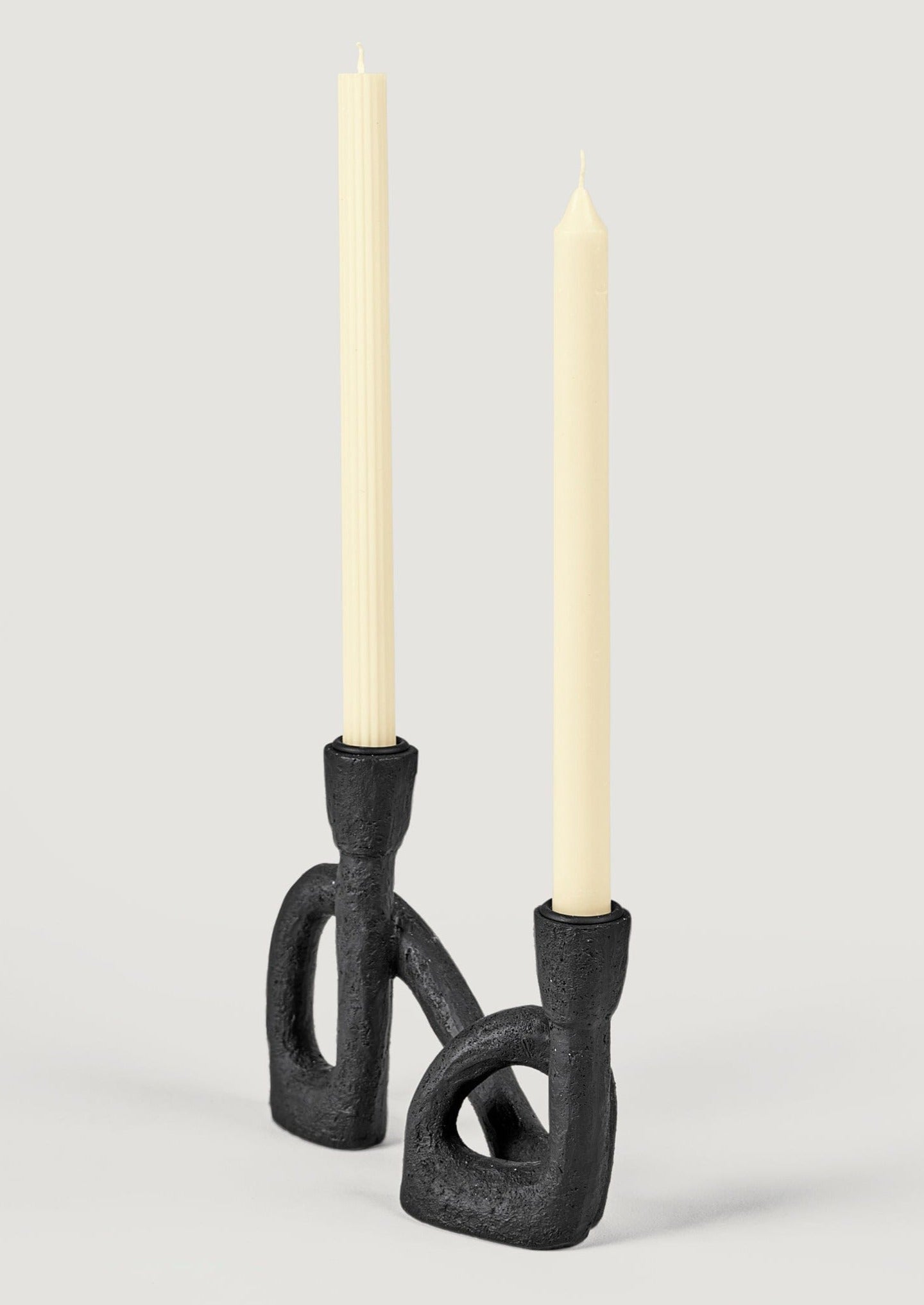 Black Resin Double Taper Candle Holder - 6"