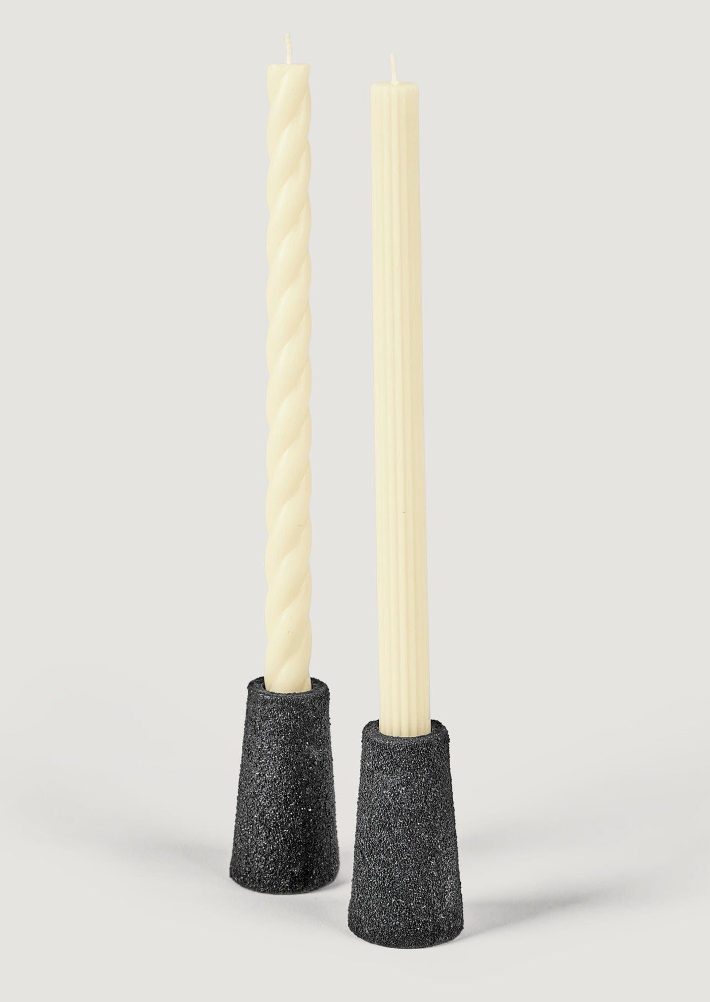 Set of 2 Metal Taper Candle Holders with Pumice Texture - 3.25"