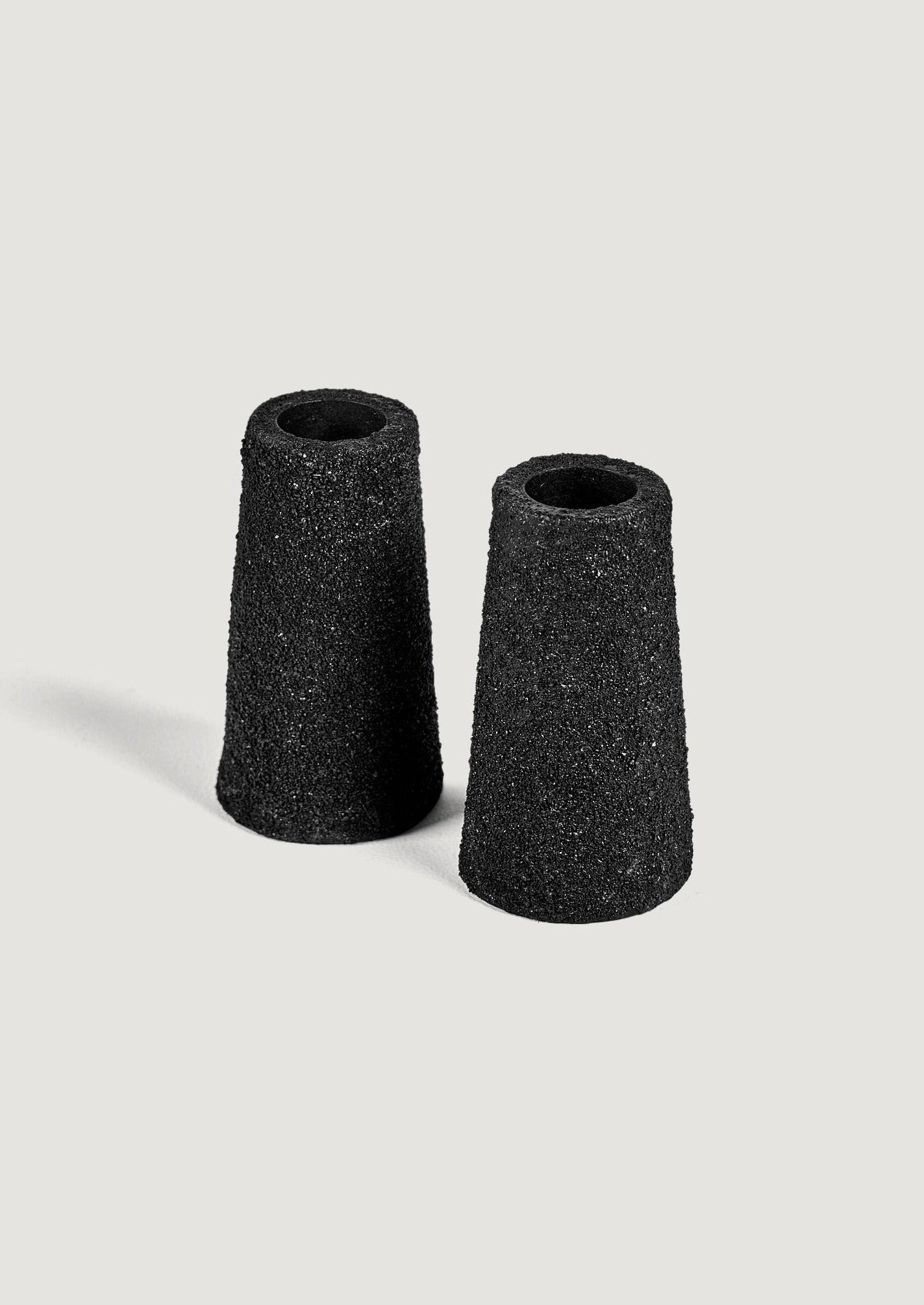 Set of 2 Metal Taper Candle Holders with Pumice Texture - 3.25"