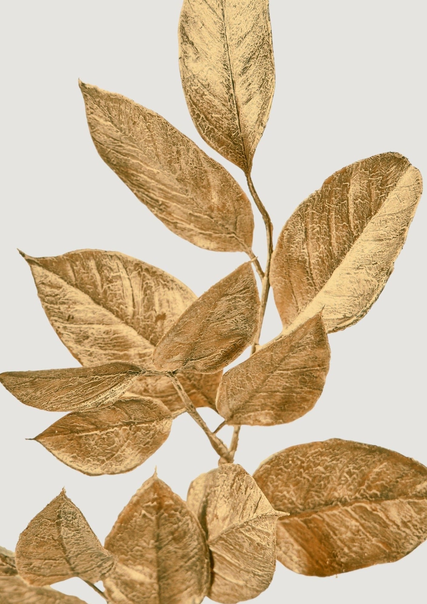 Gold Artificial Lemon Leaves Branch - 25"