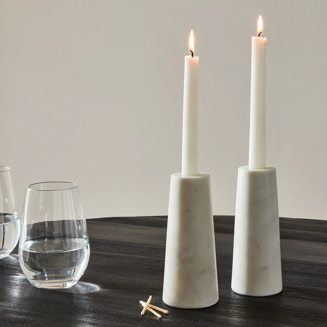 Marble Taper Candle Holders, Set of 2