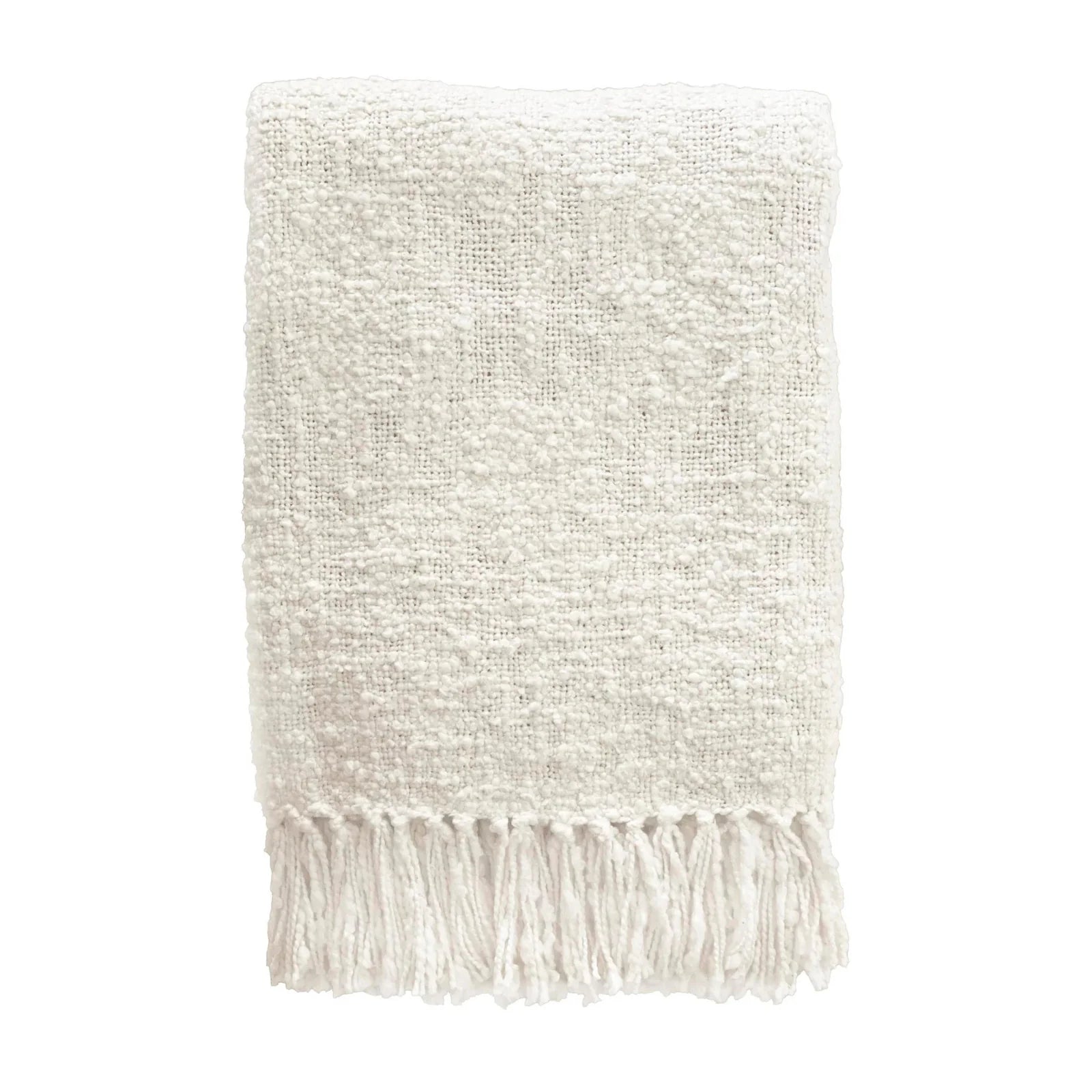 Ivory Throw with Fringe Throw