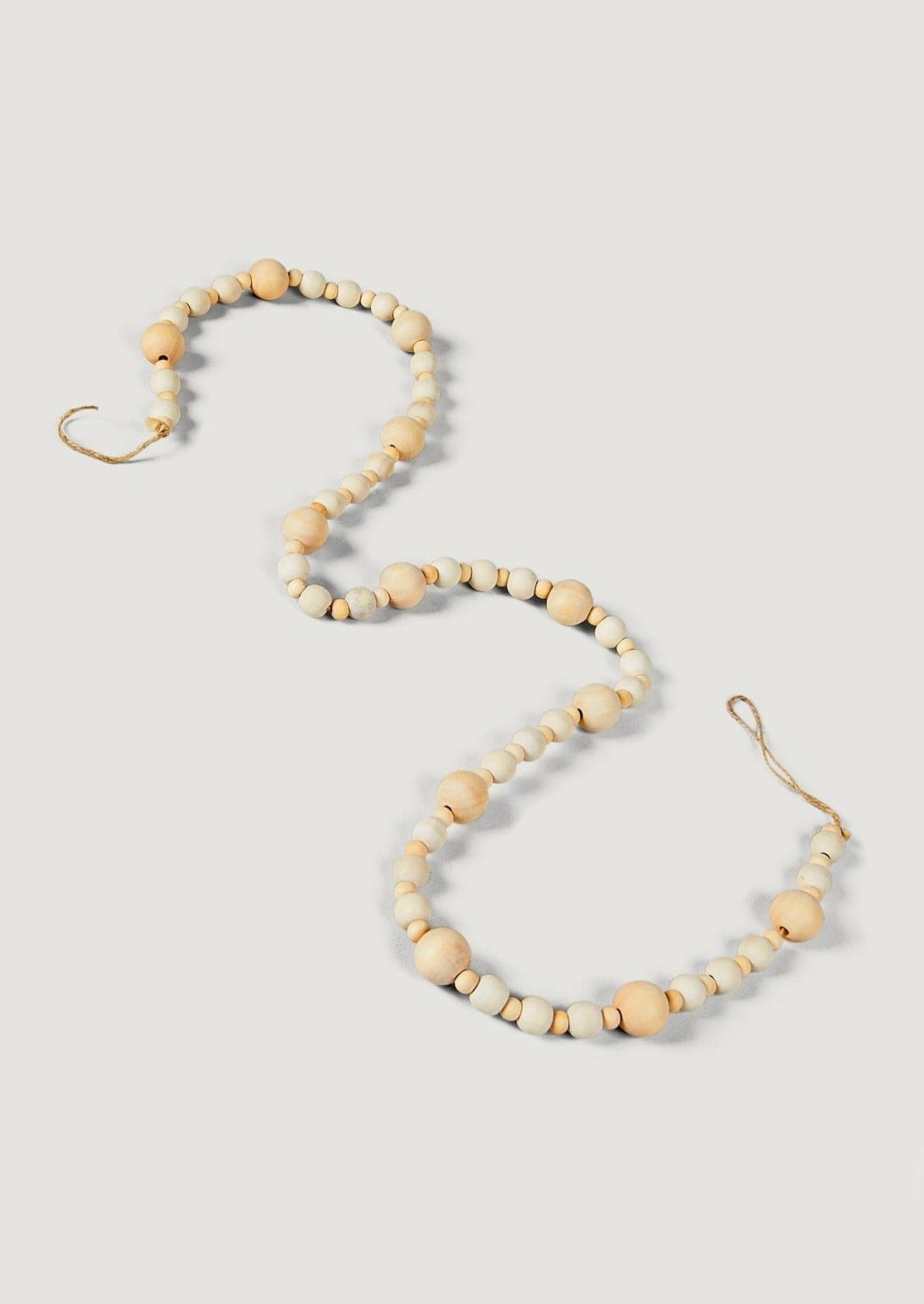 Natural Cream Wood Bead Christmas Garland - 48"