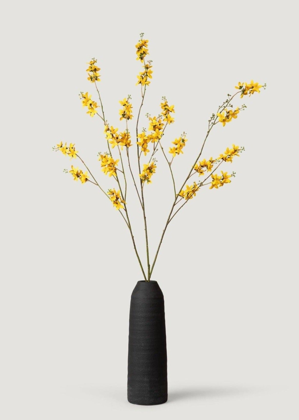 Tall Ceramic Branch Vase in Matte Black Glaze - 18.5"