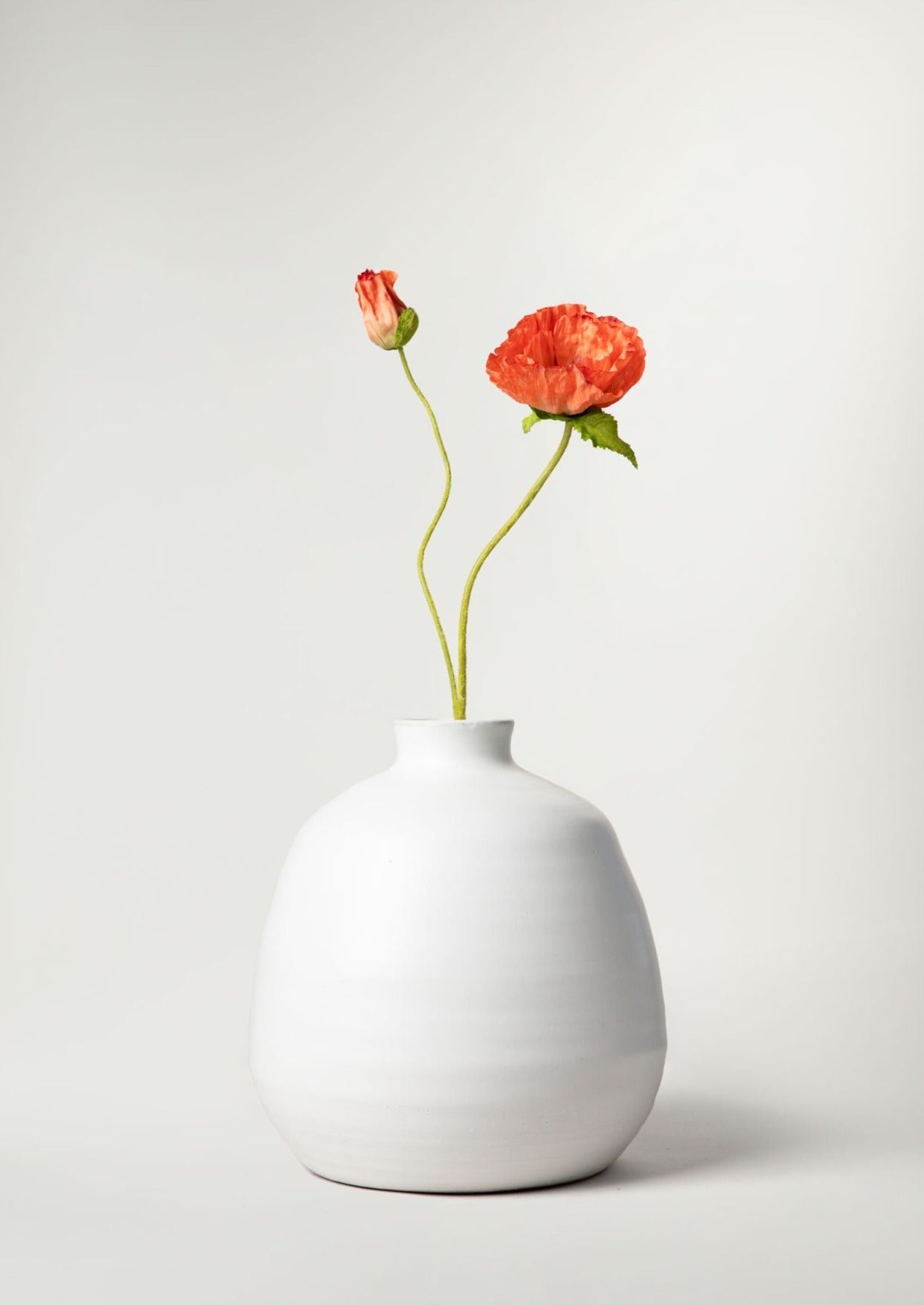 Large Handmade Ceramic  Vase in Matte White Glaze - 10.5"