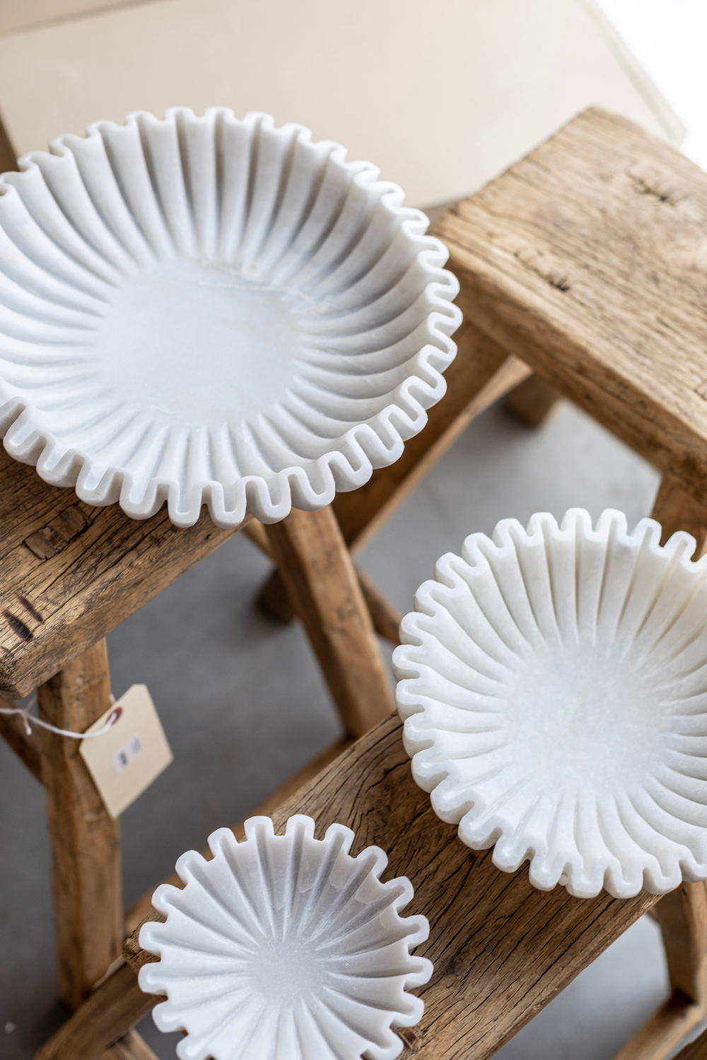 Marble Fluted Scalloped Bowl